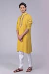 Shop_Talking Threads_Yellow Silk Embroidered Kashidakari Floral Kurta  _Online_at_Aza_Fashions