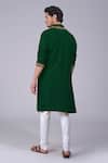 Shop_Talking Threads_Green Silk Embroidered Kashidakari Band Collar Kurta  _at_Aza_Fashions