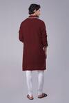 Shop_Talking Threads_Maroon Silk Embroidered Kashidakari Loop Buttoned Kurta  _at_Aza_Fashions