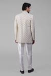 Shop_Talking Threads_Ivory Silk Embroidered Zari Bandhgala Kurta Set _at_Aza_Fashions