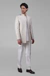 Talking Threads_Ivory Silk Embroidered Zari Bandhgala Kurta Set _at_Aza_Fashions