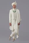Buy_Talking Threads_Ivory Silk Embroidered Chikankari Floral Sherwani Set _Online_at_Aza_Fashions