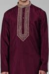 Shop_Talking Threads_Maroon Silk Sequins, Beads Embroidered Straight Kurta And Pant Set
