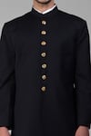Talking Threads_Black Silk Sherwani And Pathani Set  _Online_at_Aza_Fashions