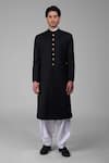 Buy_Talking Threads_Black Silk Sherwani And Pathani Set  _Online_at_Aza_Fashions