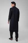 Shop_Talking Threads_Black Silk Straight Sherwani And Pathani Set  _at_Aza_Fashions