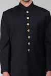 Talking Threads_Black Silk Straight Sherwani And Pathani Set  _at_Aza_Fashions