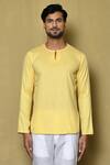 Arihant Rai Sinha_Yellow Kurta Cotton Short And Pant Set _Online_at_Aza_Fashions