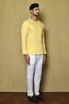 Arihant Rai Sinha_Yellow Kurta Cotton Short And Pant Set _at_Aza_Fashions