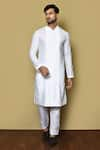 Buy_Arihant Rai Sinha_White Kurta Cotton Embroidered Panelled And Pant Set _at_Aza_Fashions