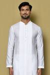 Arihant Rai Sinha_White Kurta Cotton Embroidered Panelled And Pant Set _Online_at_Aza_Fashions