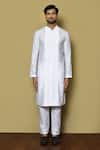 Shop_Arihant Rai Sinha_White Kurta Cotton Embroidered Panelled And Pant Set _Online_at_Aza_Fashions