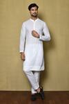 Buy_Arihant Rai Sinha_White Kurta Cotton Embroidered Full Sleeve And Pant Set _at_Aza_Fashions