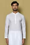 Arihant Rai Sinha_White Kurta Cotton Embroidered Full Sleeve And Pant Set _Online_at_Aza_Fashions