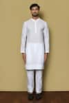 Shop_Arihant Rai Sinha_White Kurta Cotton Embroidered Full Sleeve And Pant Set _Online_at_Aza_Fashions