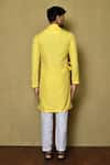 Shop_Arihant Rai Sinha_Yellow Kurta Cotton Silk Solid Asymmetric And Pant Set _at_Aza_Fashions