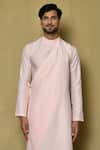 Arihant Rai Sinha_Pink Kurta Cotton Silk Asymmetric And Pant Set _Online_at_Aza_Fashions