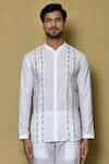 Arihant Rai Sinha_White Kurta Cotton Striped Panelled Short And Pant Set _Online_at_Aza_Fashions