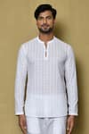 Arihant Rai Sinha_White Kurta Cotton Embroidered Work And Pant Set _Online_at_Aza_Fashions