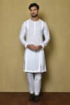 Buy_Arihant Rai Sinha_White Kurta Cotton Embroidered Panelled And Pant Set _at_Aza_Fashions