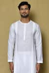 Arihant Rai Sinha_White Kurta Cotton Embroidered Panelled And Pant Set _Online_at_Aza_Fashions