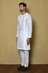 Arihant Rai Sinha_White Kurta Cotton Embroidered Panelled And Pant Set _at_Aza_Fashions