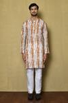 Shop_Arihant Rai Sinha_Yellow Kurta Cotton Silk Tie Dye Pattern With Pant_Online_at_Aza_Fashions