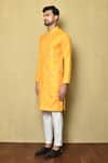 Shop_Arihant Rai Sinha_Yellow Kurta Silk Geometric And Pant Set _Online_at_Aza_Fashions