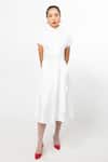 Buy_Leh Studios_White 100% Cotton Plain Collar Curtain Dress _Online_at_Aza_Fashions