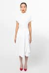 Buy_Leh Studios_White 100% Cotton Plain Collar Curtain Dress 