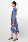 Shop_Leh Studios_Blue Cotton Multi Striped Shirt Dress_Online_at_Aza_Fashions