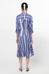 Shop_Leh Studios_Blue Cotton Multi Striped Shirt Dress_at_Aza_Fashions