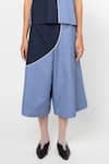 Leh Studios_Blue 100% Cotton Eclipse Contrast Pattern Trouser _Online_at_Aza_Fashions