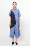 Buy_Leh Studios_Blue 100% Cotton Eclipse Contrast Pattern Trouser _Online_at_Aza_Fashions