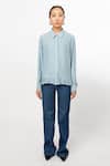 Leh Studios_Blue 100% Cotton Plain Straight Cut Denim Trouser _Online_at_Aza_Fashions