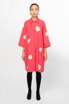 Leh Studios_Pink Cotton Petal Patch Shirt Dress_Online_at_Aza_Fashions
