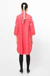 Shop_Leh Studios_Pink Cotton Petal Patch Shirt Dress_at_Aza_Fashions