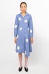 Buy_Leh Studios_Blue 100% Cotton Patch Petal Camp Collar Slide Shirt Dress  _at_Aza_Fashions