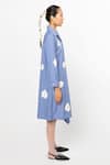 Buy_Leh Studios_Blue 100% Cotton Patch Petal Camp Collar Slide Shirt Dress  _Online_at_Aza_Fashions