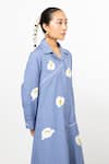 Shop_Leh Studios_Blue 100% Cotton Patch Petal Camp Collar Slide Shirt Dress  _Online_at_Aza_Fashions