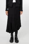 Leh Studios_Black Asymmetric Linen Skirt_Online_at_Aza_Fashions