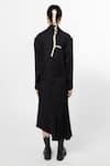Shop_Leh Studios_Black Asymmetric Linen Skirt_at_Aza_Fashions