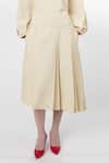 Buy_Leh Studios_Beige 100% Viscose Solid Concreate Box Pleated Skirt _Online_at_Aza_Fashions