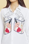 Aiman_Ivory Cotton Embroidery Love Battery Collar Shirt  _at_Aza_Fashions