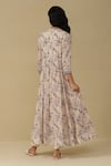 Shop_Aarke Ritu Kumar_White Cotton Printed Floral Band Collar Anarkali Pant Set _at_Aza_Fashions