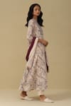 Buy_Aarke Ritu Kumar_White Cotton Printed Floral Band Collar Anarkali Pant Set _Online_at_Aza_Fashions