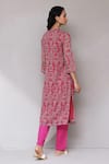 Shop_Aarke Ritu Kumar_Pink Blended Fabric Printed Floral Round Straight Kurta Set _at_Aza_Fashions