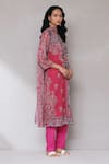 Buy_Aarke Ritu Kumar_Pink Blended Fabric Printed Floral Round Straight Kurta Set _Online_at_Aza_Fashions