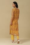 Shop_Aarke Ritu Kumar_Yellow Blended Fabric Printed Floral Round Flower Straight Kurta Set _at_Aza_Fashions