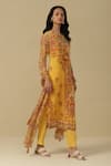 Buy_Aarke Ritu Kumar_Yellow Blended Fabric Printed Floral Round Flower Straight Kurta Set _Online_at_Aza_Fashions